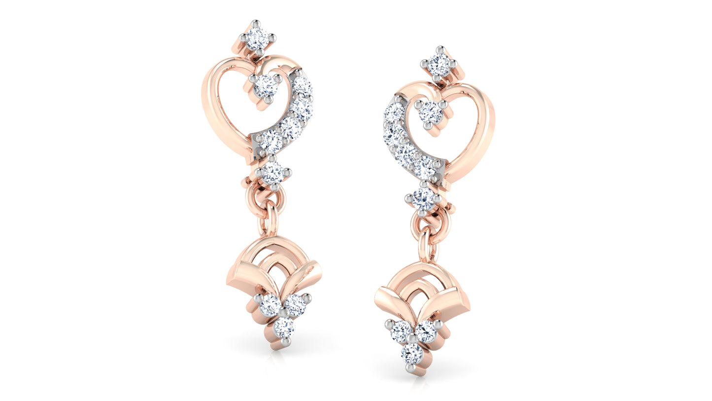 Thumping Hearts Synthetic Diamond Rose Gold Danglers Jewelry Order Online and Shop at Diahart