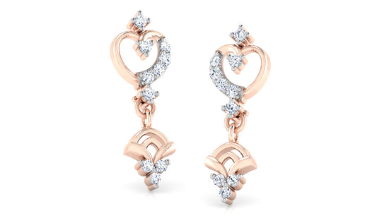 Thumping Hearts Synthetic Diamond Rose Gold Danglers Jewelry Order Online and Shop at Diahart