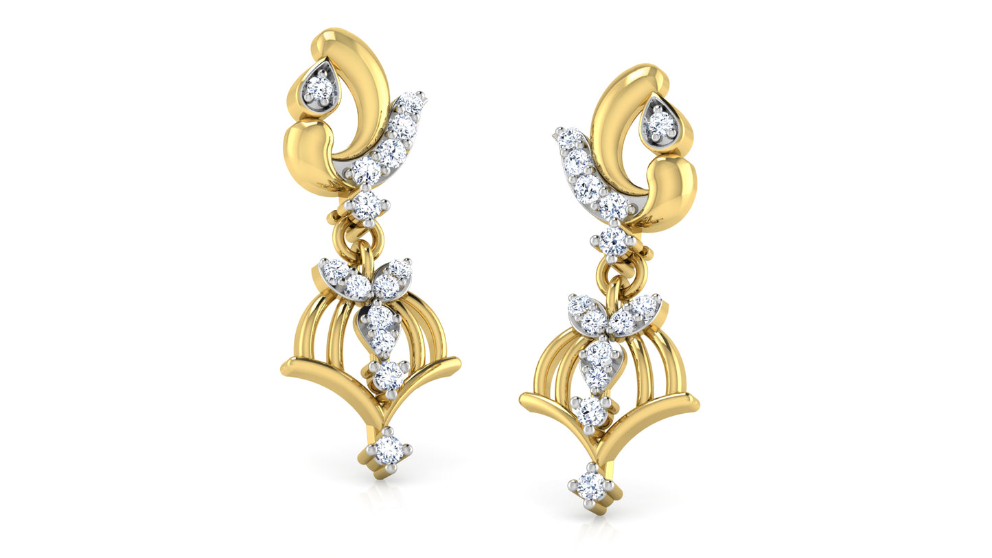 Dancing Pendulums Lab Grown Diamond Gold Danglers Front View Order Online and Shop at Diahart