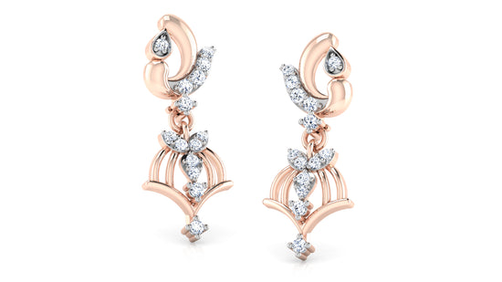 Dancing Pendulums Lab Grown Diamond Rose Gold Danglers Front View Order Online and Shop at Diahart