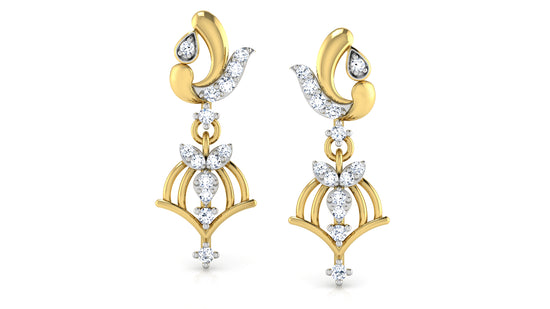 Dancing Pendulums Lab Grown Diamond Gold Danglers Front View Order Online and Shop at Diahart