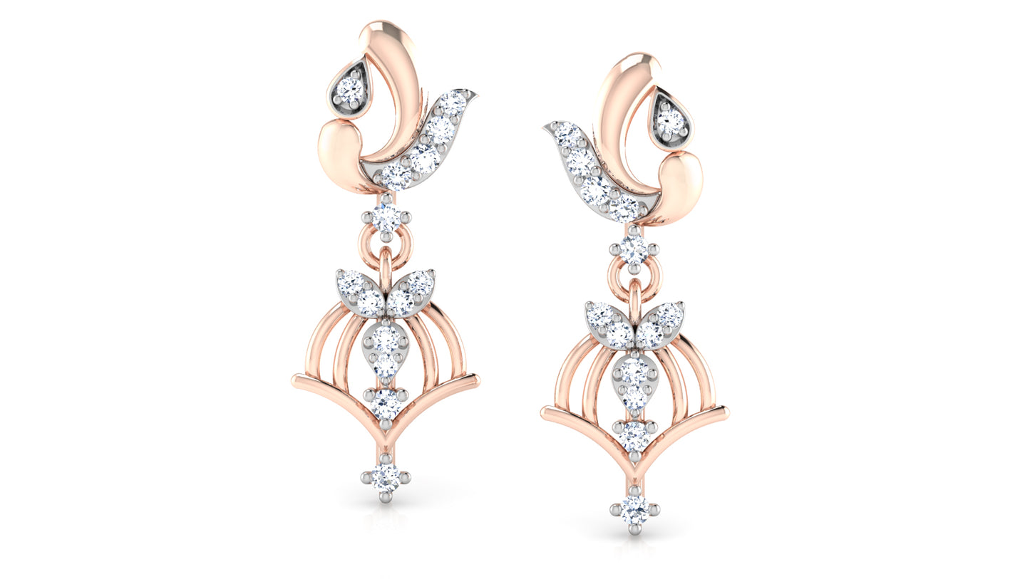 Dancing Pendulums Lab Grown Diamond Rose Gold Danglers Front View Order Online and Shop at Diahart