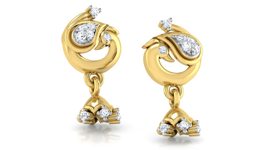 Bird Bliss Synthetic Diamond Gold Danglers .Best Synthetic Diamond Jewelry in Chennai 