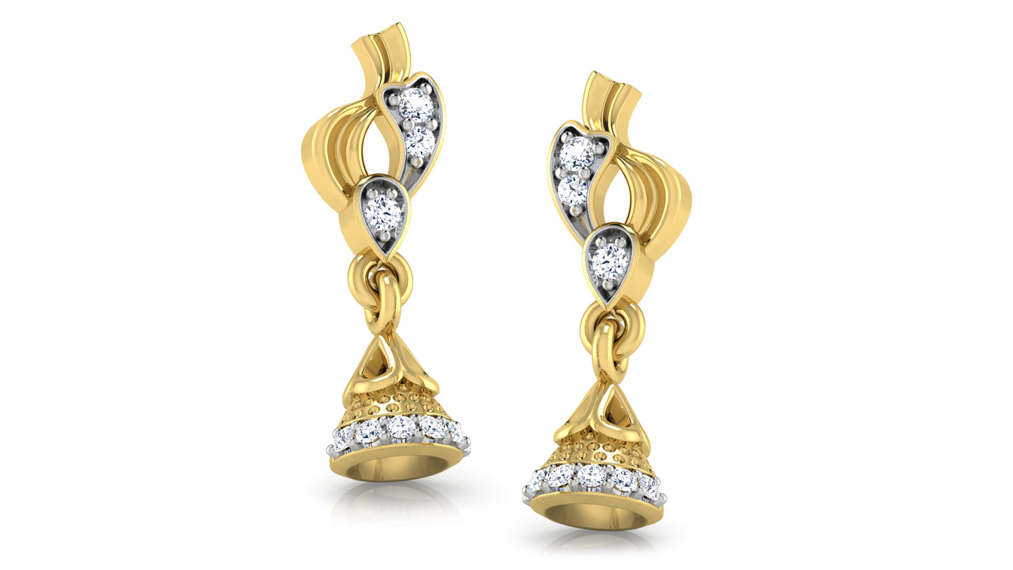 Bell Wonders Lab Grown Diamond Gold Danglers Order Online and Shop at Diahart