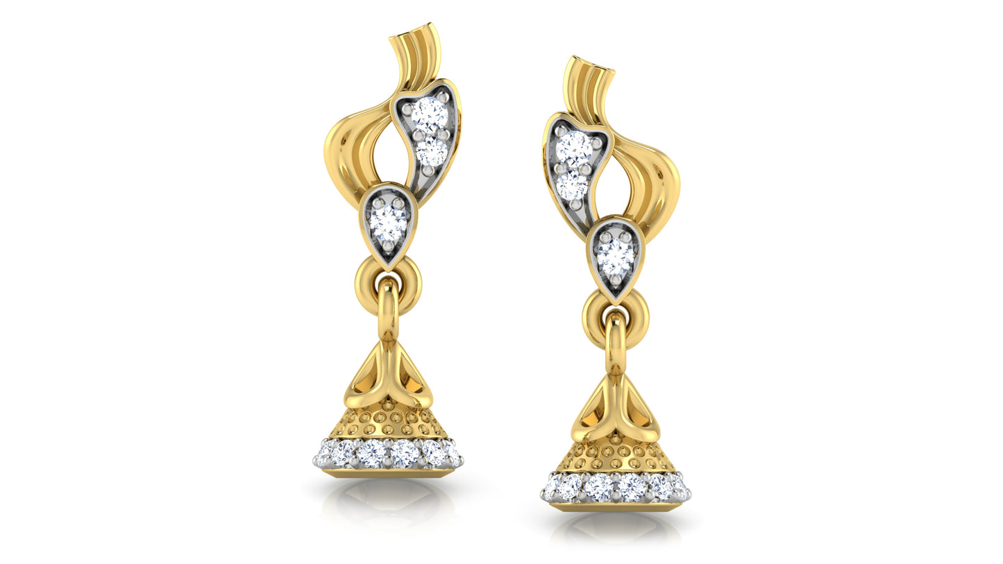 Bell Wonders Lab Grown Diamond Gold Danglers Front View . Best Lab Grown Diamond Jewelry at Diahart