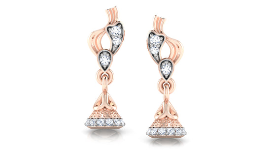 Bell Wonders Lab Grown Diamond Rose Gold Danglers Front View . Best Lab Grown Diamond Jewelry at Diahart