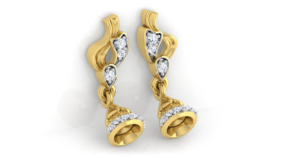 Bell Wonders Lab Grown Diamond Gold Danglers Bottom View . Best Lab Grown Diamond Jewelry at Diahart