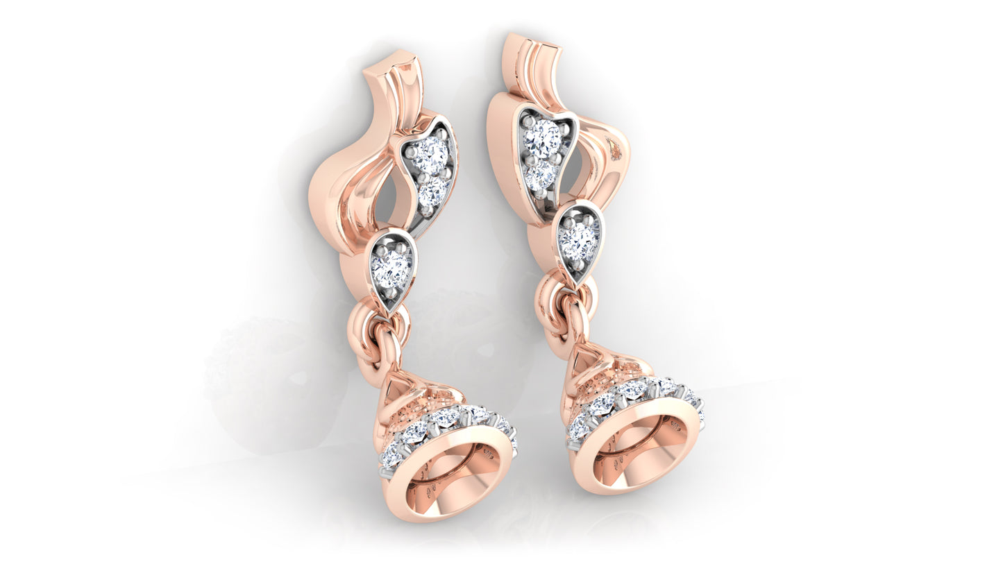 Bell Wonders Lab Grown Diamond Rose Gold Danglers Bottom View . Best Lab Grown Diamond Jewelry at Diahart