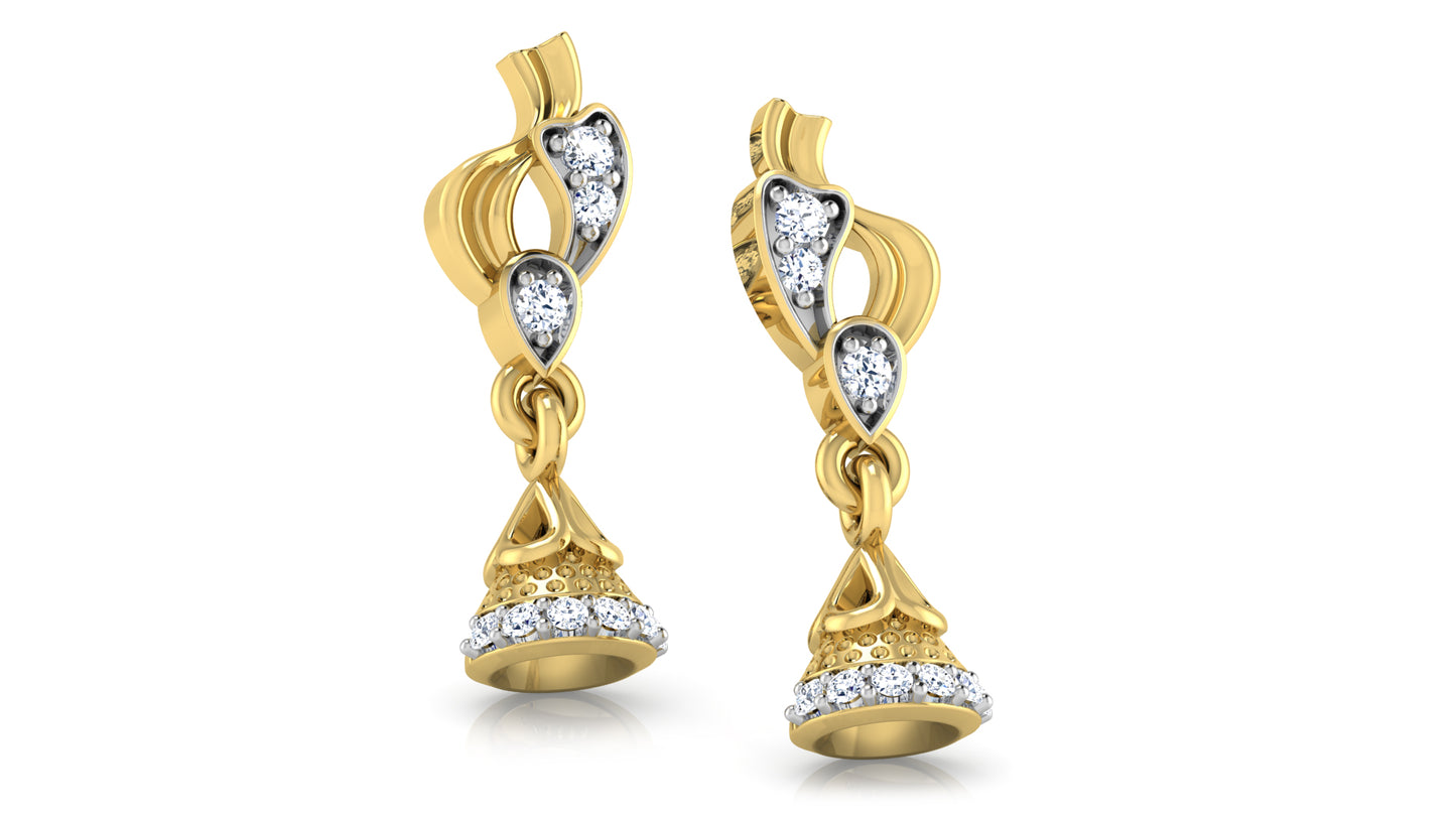 Bell Wonders Lab Grown Diamond Gold Danglers . Best Lab Grown Diamond Jewelry at Diahart