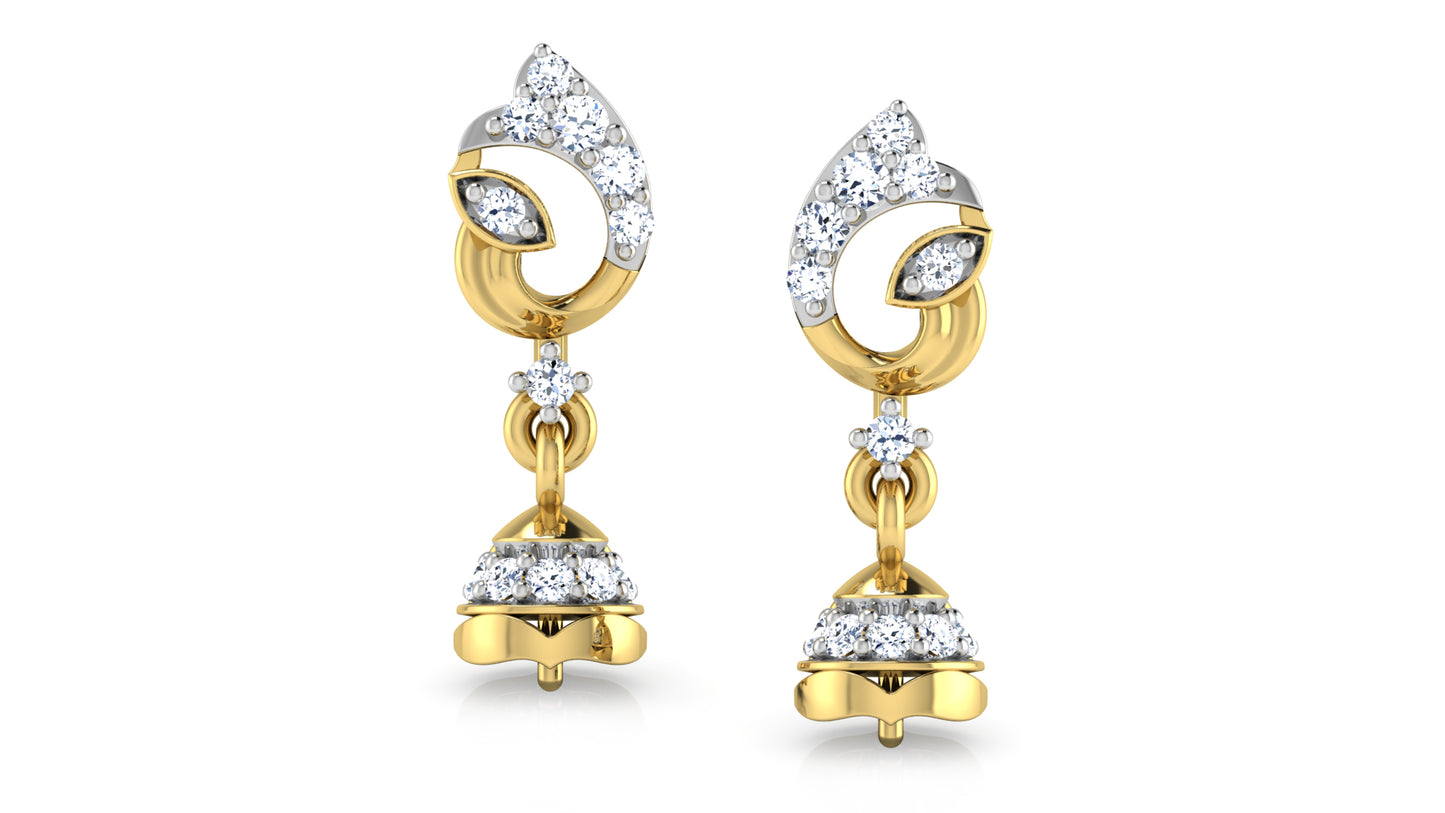 Darling Drops Synthetic Diamond Gold Danglers Front View .Best Synthetic Diamond Jewelry in Chennai