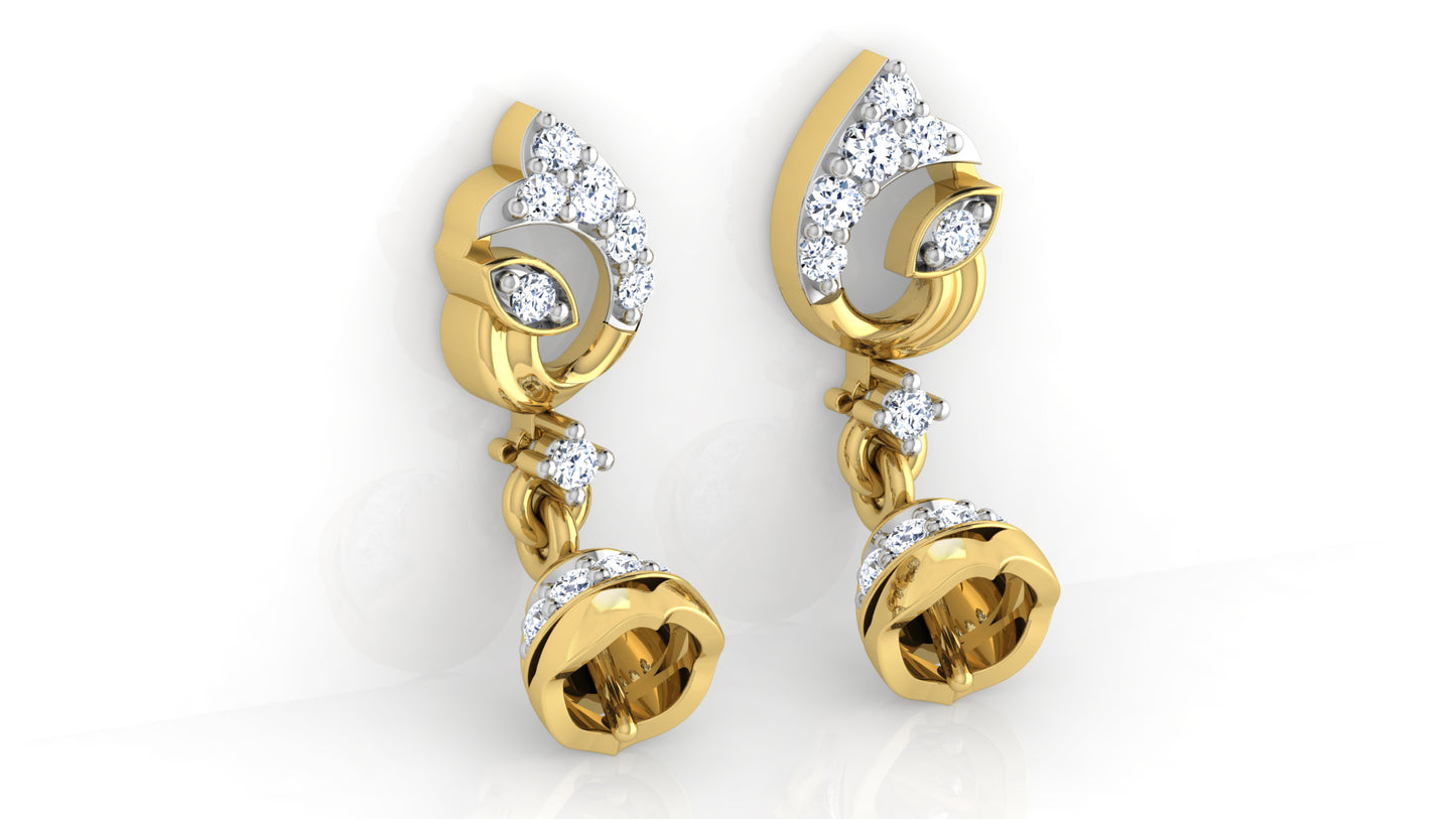 Darling Drops Synthetic Diamond Gold Danglers Bottom View .Best Synthetic Diamond Jewelry in Chennai