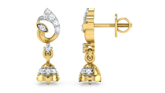 Darling Drops Synthetic Diamond Gold Danglers Front and Side View .Best Synthetic Diamond Jewelry in Chennai