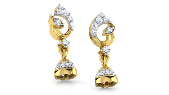 Darling Drops Synthetic Diamond Gold Danglers  .Best Synthetic Diamond Jewelry in Chennai