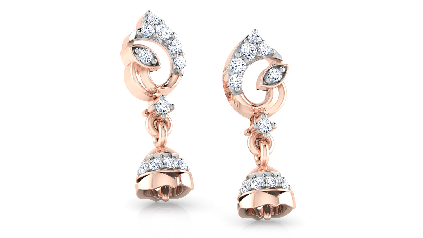 Darling Drops Synthetic Diamond Rose Gold Danglers  .Best Synthetic Diamond Jewelry in Chennai