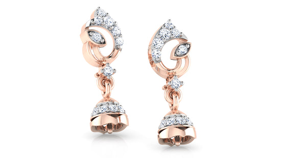 Darling Drops Synthetic Diamond Rose Gold Danglers  .Best Synthetic Diamond Jewelry in Chennai