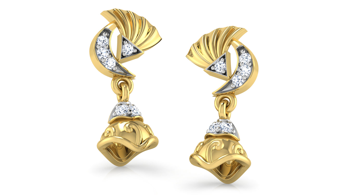 Shell Bell Lab Grown Diamond Gold Danglers Order Online and Shop at Diahart