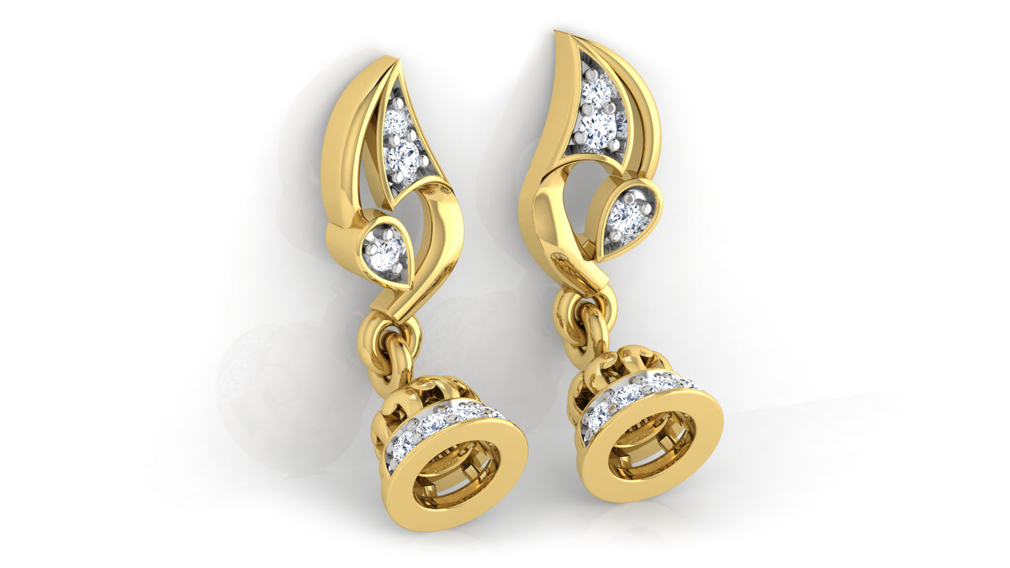 Bell World Artificial Diamond Gold Danglers Bottom View .Best Artificial Diamond Jewelry in Chennai