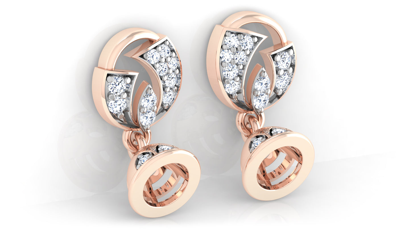 Shop Tinkle Bell Synthetic Diamond Rose Gold Danglers Bottom View.Best Artificial Diamond Jewelry at Diahart