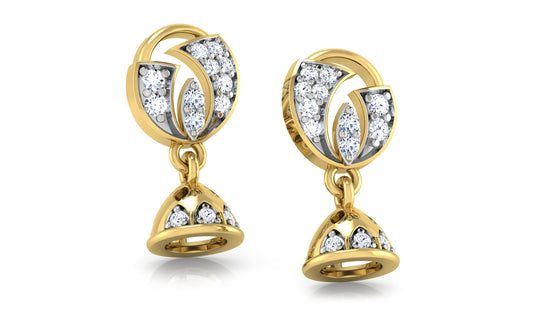 Shop Tinkle Bell Synthetic Diamond Gold Danglers . Best Artificial Diamond Jewelry at Diahart