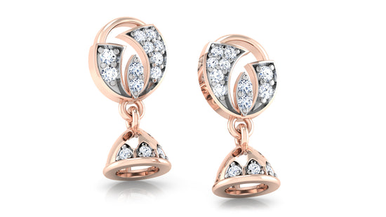 Shop Tinkle Bell Synthetic Diamond Rose Gold Danglers . Best Artificial Diamond Jewelry at Diahart