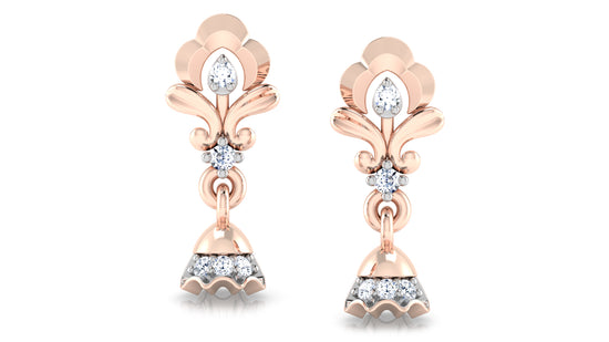 Radiant Bella Lab Grown Diamond Rose Gold Danglers Front View