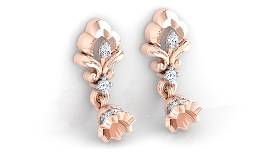 Radiant Bella Lab Grown Diamond Rose Gold Danglers Bottom View