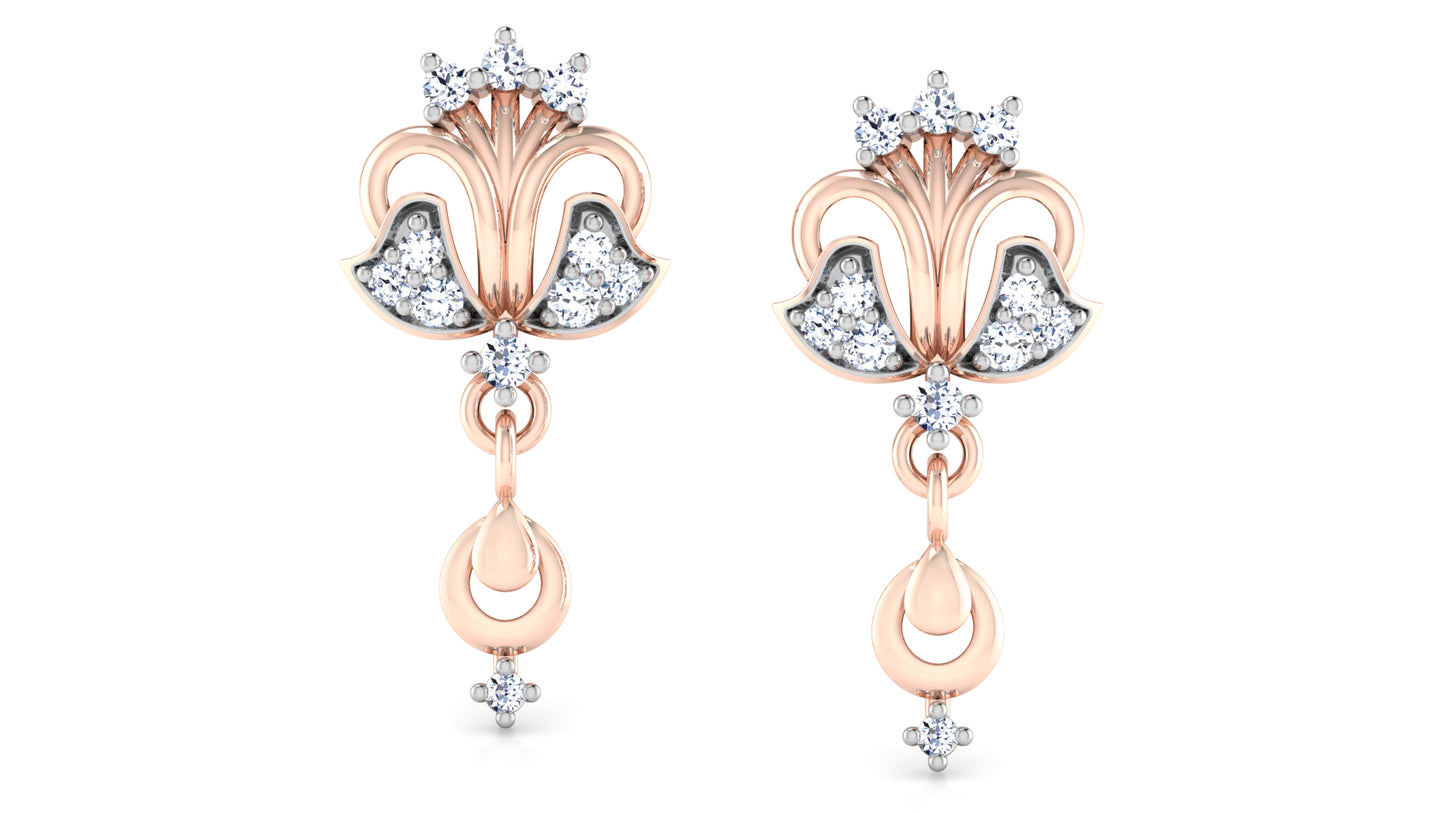 Tribal Touches Lab Grown Diamond Rose Gold Danglers Front View