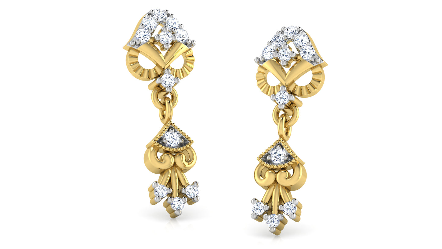 Fashion Finds Synthetic Diamond Gold Danglers Order Online and Shop at Diahart