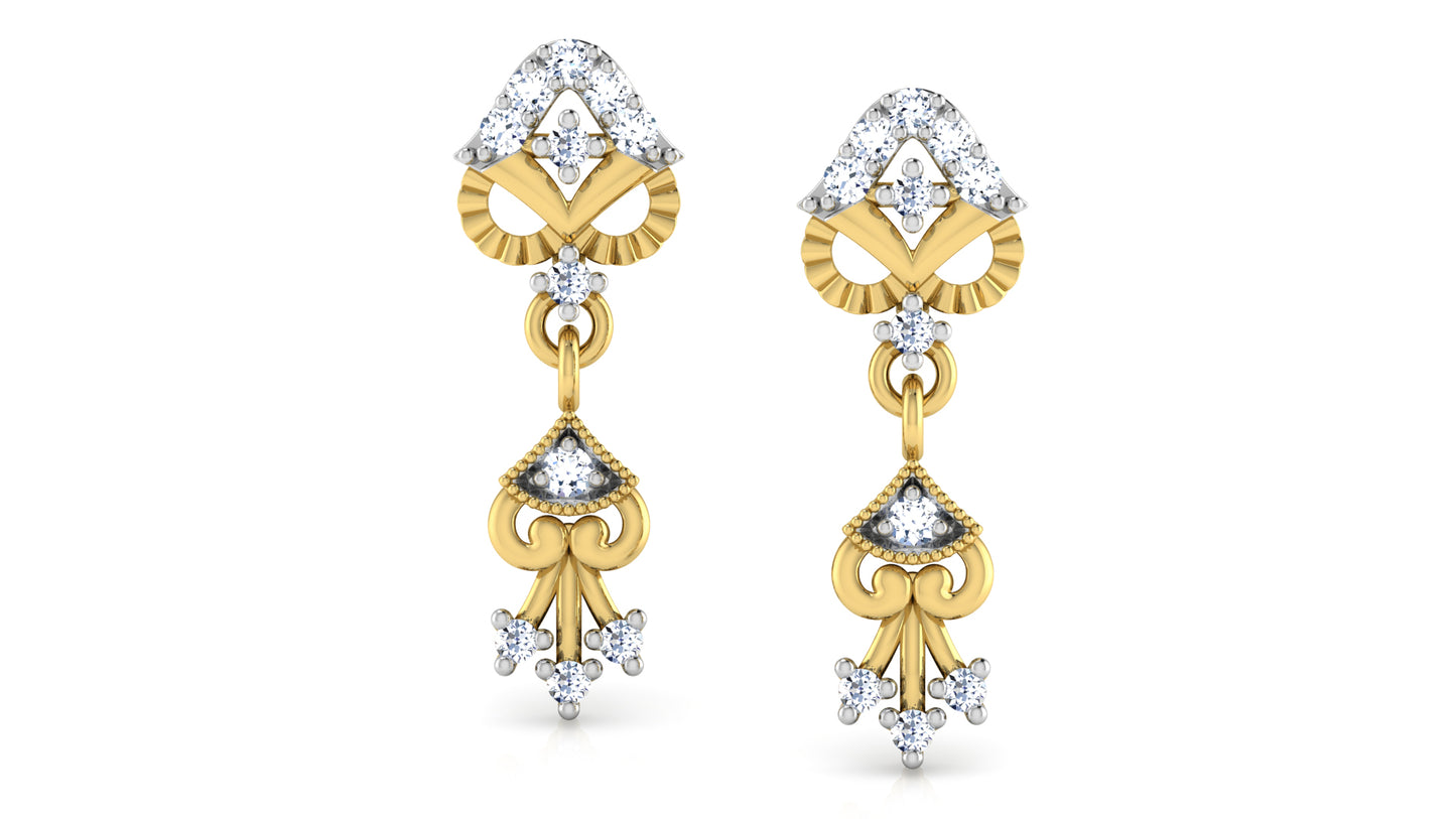 Fashion Finds Synthetic Diamond Gold Danglers Front View