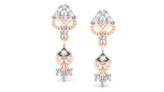 Fashion Finds Synthetic Diamond Rose Gold Danglers Front View