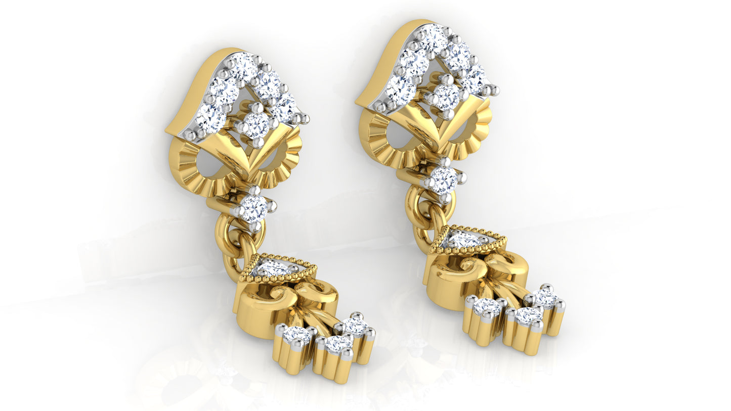 Fashion Finds Synthetic Diamond Gold  Danglers Bottom View