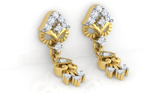 Fashion Finds Synthetic Diamond Gold  Danglers Bottom View