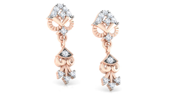 Fashion Finds Synthetic Diamond Rose Gold Danglers Best Lab Grown Diamond Jewelry in Chennai