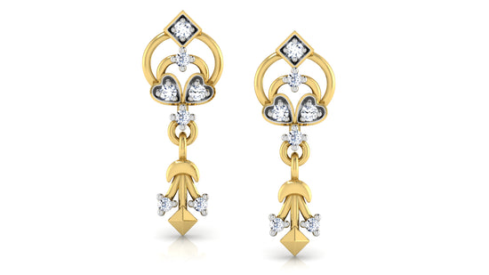 Gypsy Grace Artificial Diamond Gold Danglers  Front View