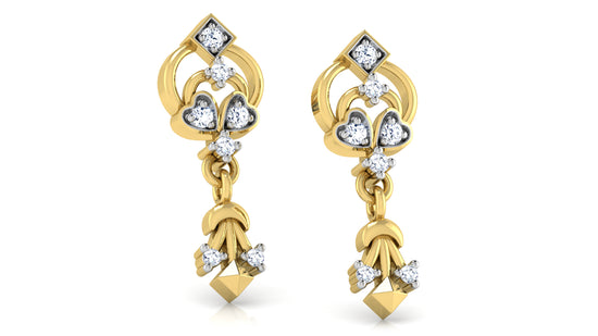 Stylish and Elegance Gypsy Grace Artificial Diamond Gold Danglers 