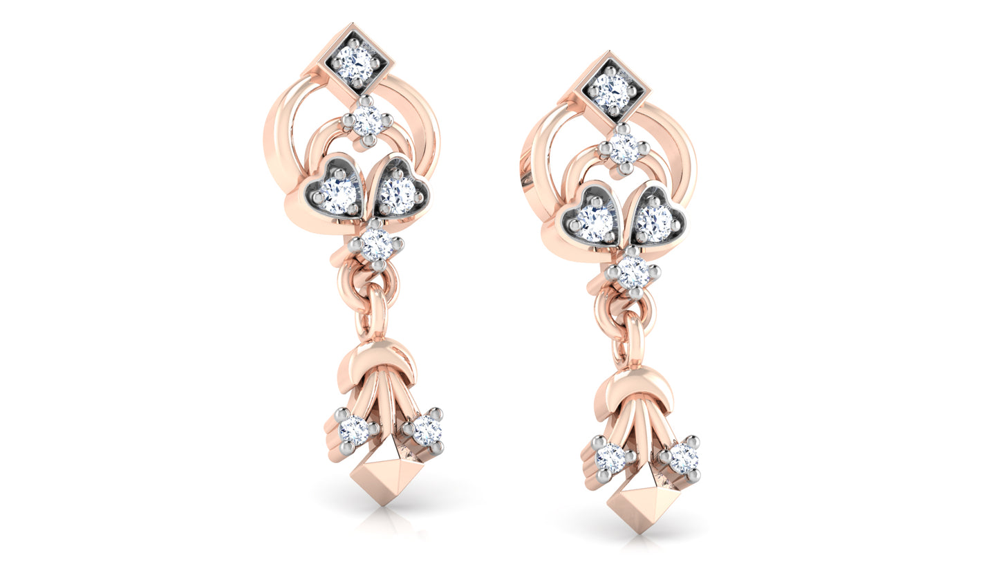 Stylish and Elegance Gypsy Grace Artificial Diamond Rose  Gold Danglers 