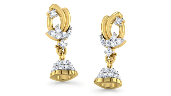 Trendy Drops Synthetic Diamond Gold Danglers Order Online and Shop at Diahart