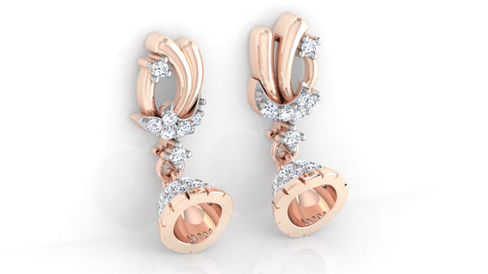 Trendy Drops Synthetic Diamond Rose Gold Danglers Bottom View