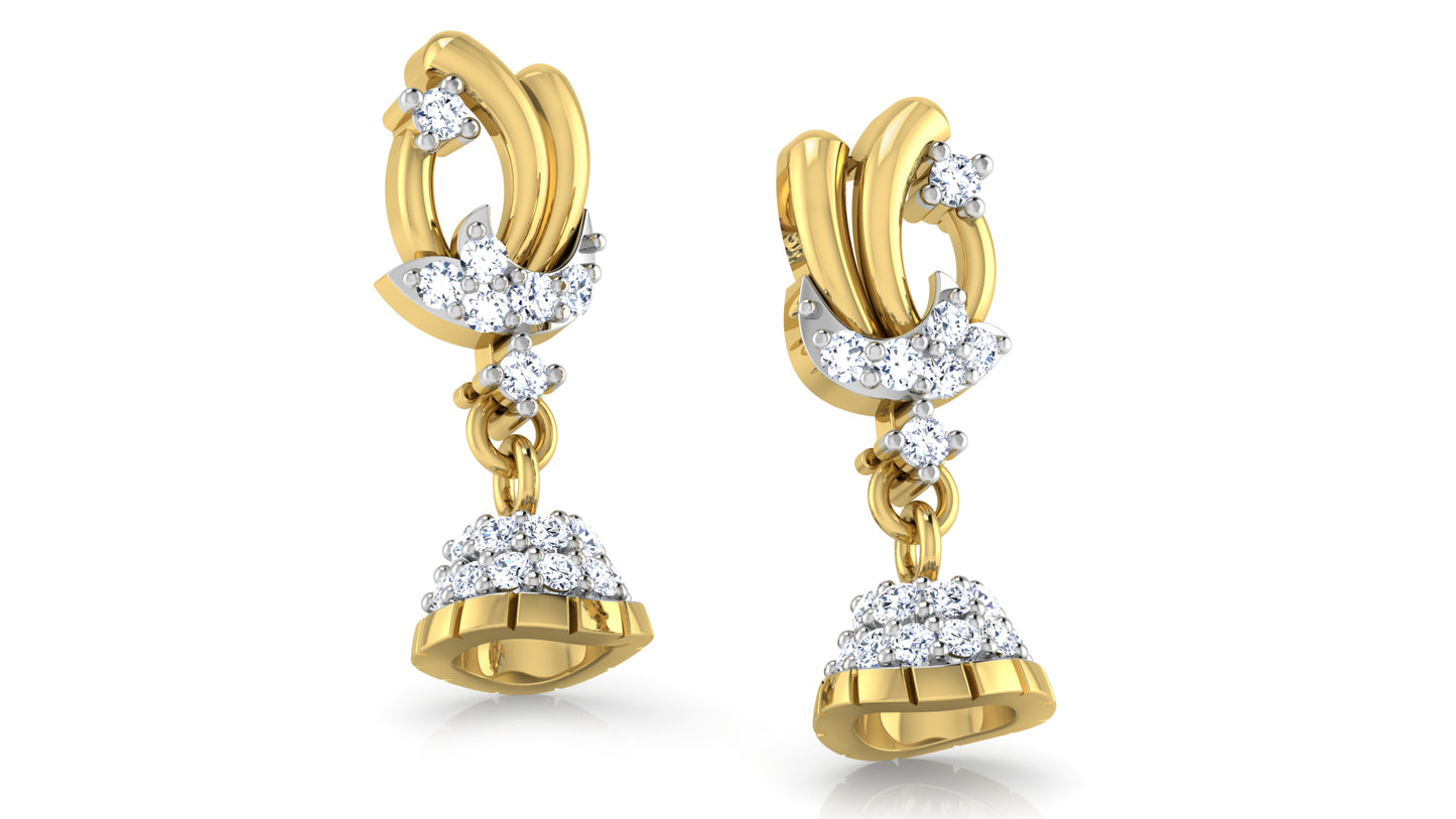 Stylish, Affordable Trendy Drops Synthetic Diamond Gold Danglers 