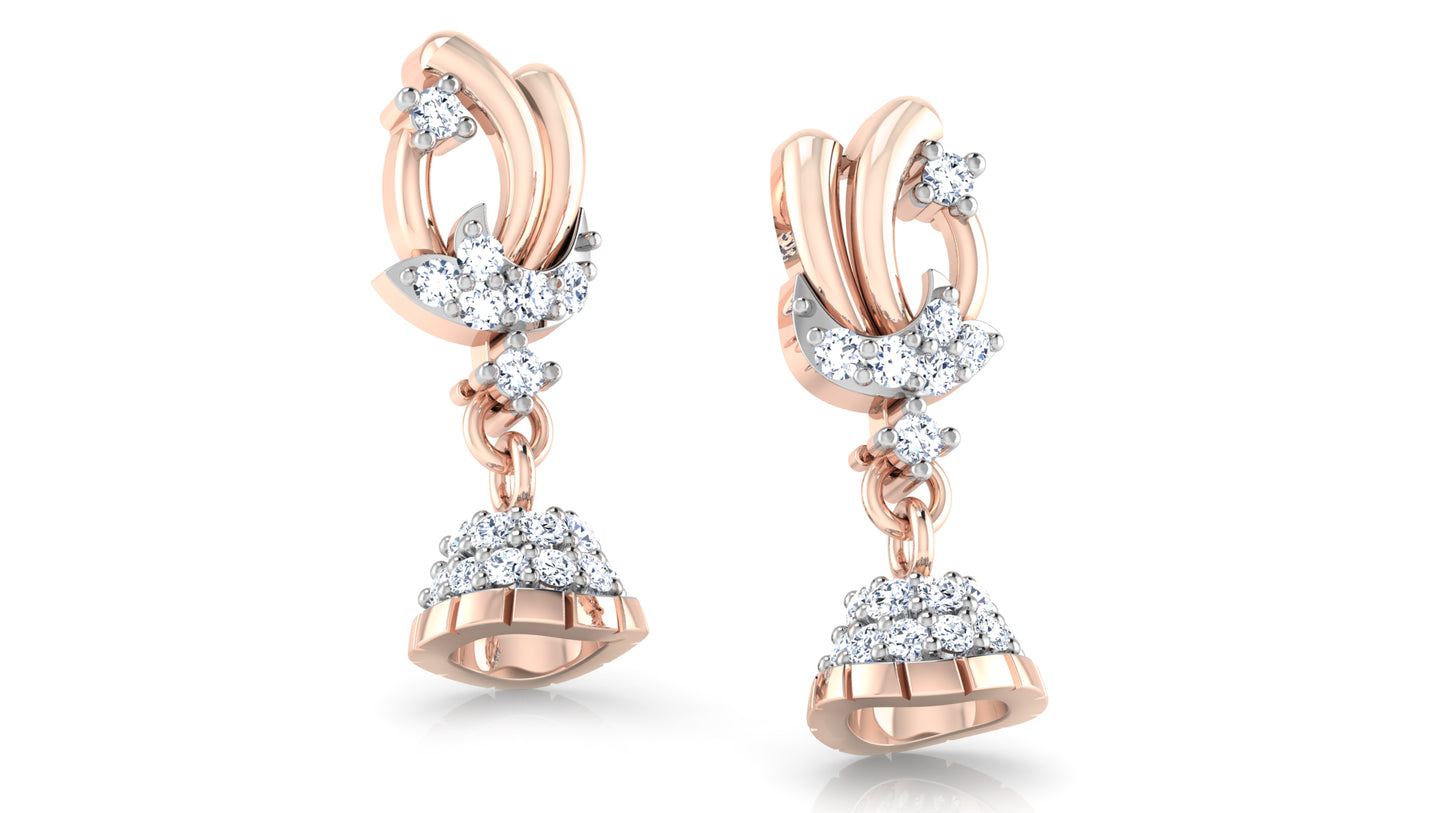 Stylish, Affordable Trendy Drops Synthetic Diamond Rose Gold Danglers 