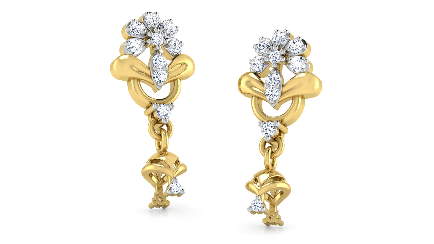 Floral Charms Lab Grown Diamond Gold Danglers Order Online and Shop at Diahart