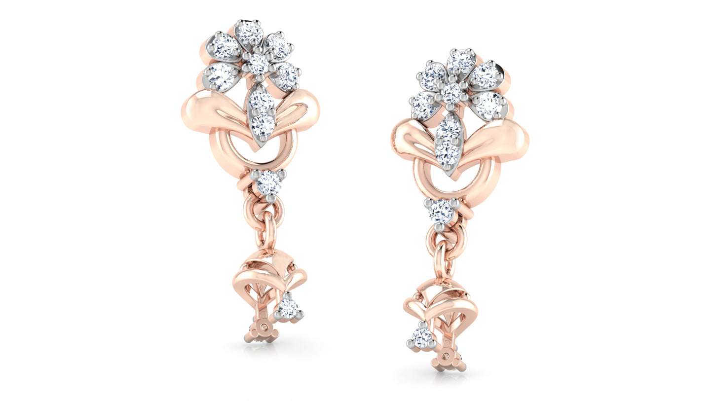 Floral Charms Lab Grown Diamond Rose Gold Danglers Order Online and Shop at Diahart