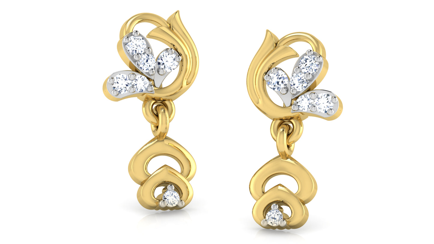 Trumpet Flower Artificial Diamond Gold Danglers Order Online and Shop at Diahart