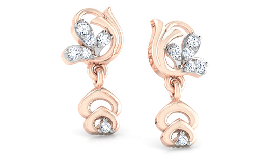 High Quality  and Superb Trumpet Flower Artificial Diamond Rose Gold Danglers