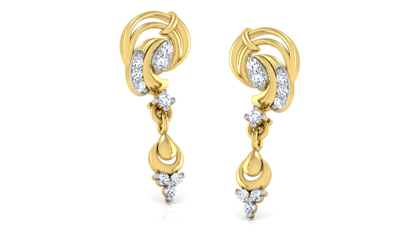 Earthy Elements Synthetic Diamond Gold Danglers Online and Shop at Diahart