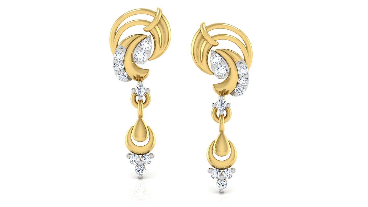 Earthy Elements Synthetic Diamond Gold Danglers Front View