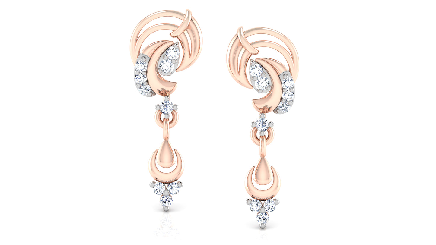 Earthy Elements Synthetic Diamond Rose Gold Danglers Front View