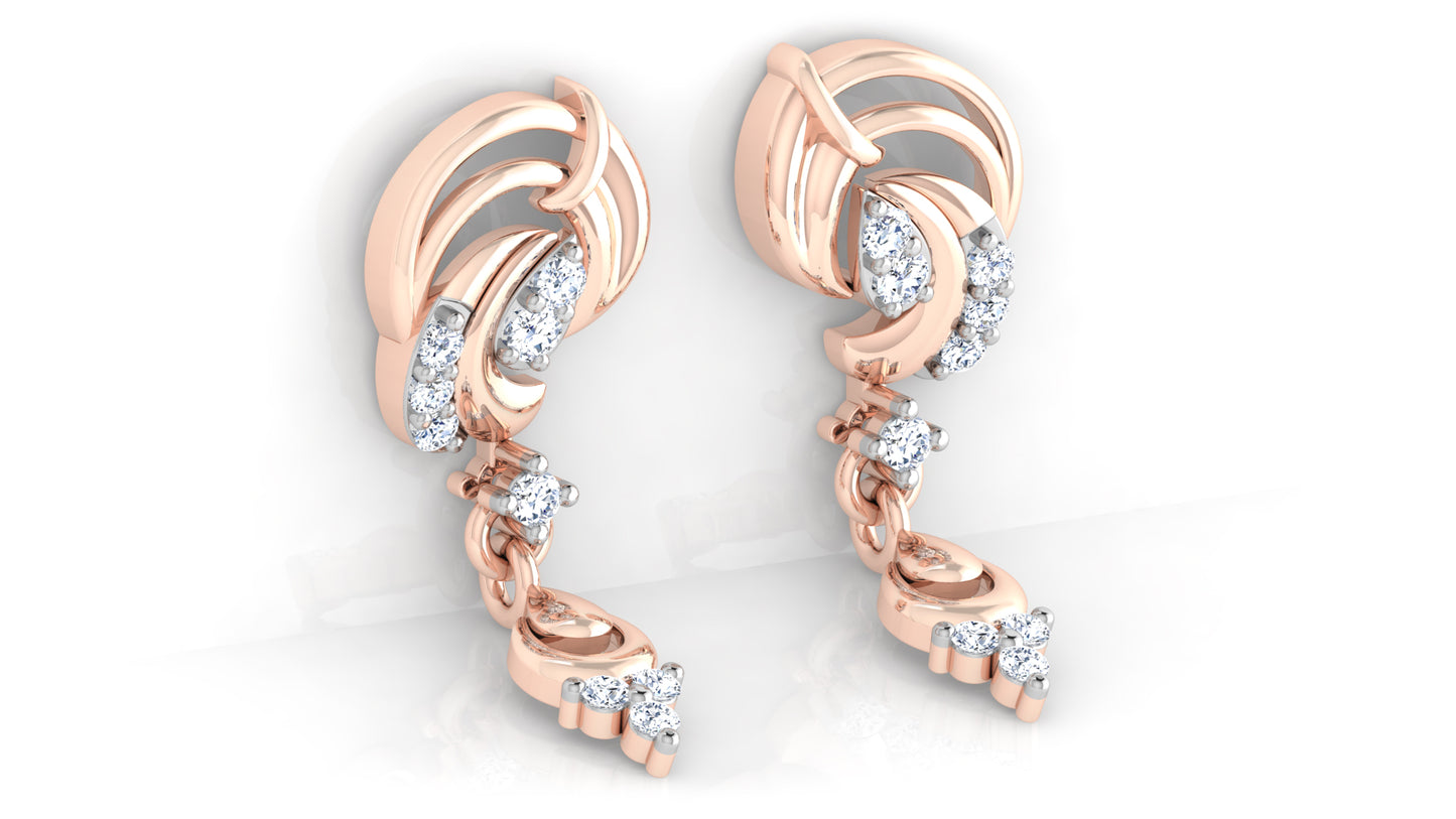 Earthy Elements Synthetic Diamond Rose Gold Danglers Bottom View