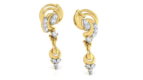 Modern Elegance Earthy Elements Synthetic Diamond Gold Danglers