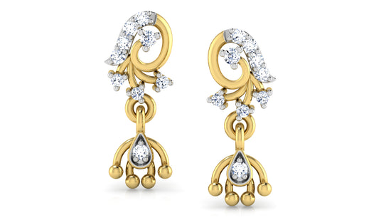 Dreamy Designs Lab Grown Diamond Gold Danglers